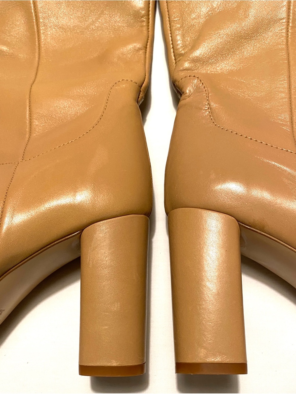 Zara Basic Genuine Leather Knee High Boots Tan Block Heel EU 38 US 7.5 NWT - Picture 8 of 16